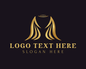 Luxurious - Golden Wings Halo logo design