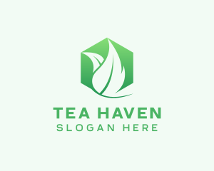 Hexagon Leaf Plant Herb logo design