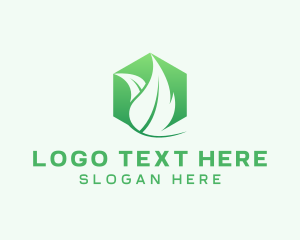 Hexagon Leaf Plant Herb Logo