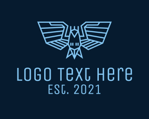 Winged - Blue Robotic Bird logo design