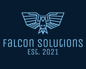 Blue Robotic Bird logo design