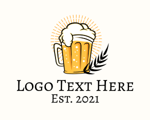 Laurel Wreath - Beer Glass Cartoon logo design