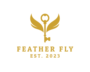 Golden Flying Key Wings logo design