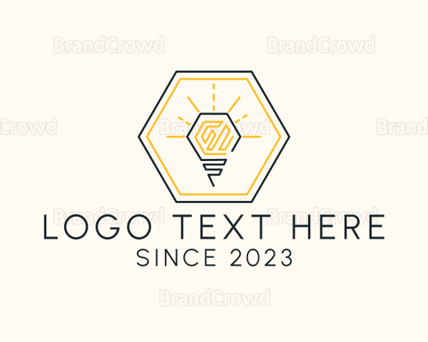 Hexagon Sunburst Bulb Logo