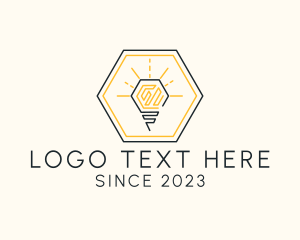 Lamp - Hexagon Sunburst Bulb logo design