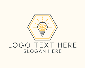 Hexagon Sunburst Bulb Logo