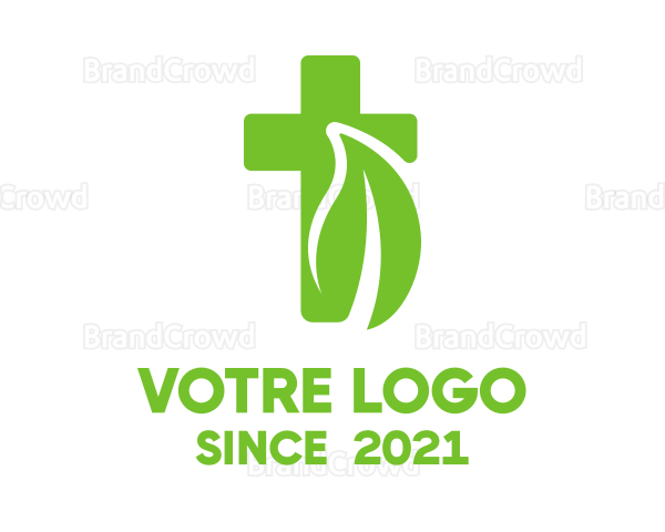 Organic Leaf Cross Logo