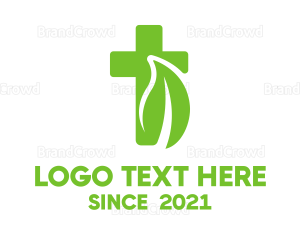 Organic Leaf Cross Logo