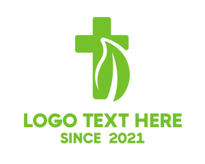 Crucifix - Organic Leaf Cross logo design