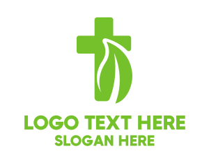 Organic Leaf Cross Logo