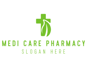 Pharmacist - Organic Leaf Cross logo design