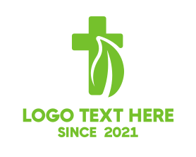 Leaf - Organic Leaf Cross logo design