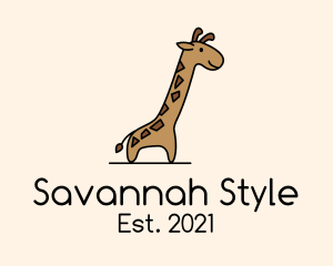 Savannah - Giraffe Safari Cartoon logo design