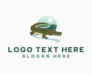 Frilled Lizard - Alligator Crocodile Wildlife logo design