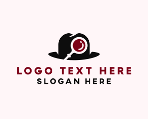 Magnifying Glass - Detective Bowler Hat logo design