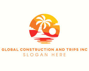 Palm Tree - Beach Resort Swimming logo design