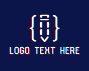 Online Class - Glitch Pencil Writing logo design