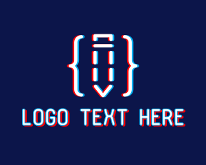 Telecommunication - Glitch Pencil Writing logo design