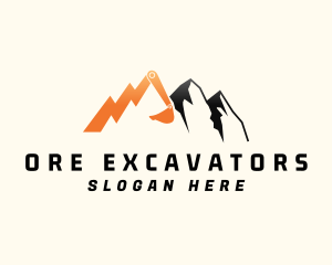 Exacavator Mountain Mining Quarry logo design