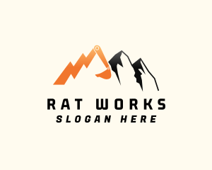 Exacavator Mountain Mining Quarry logo design