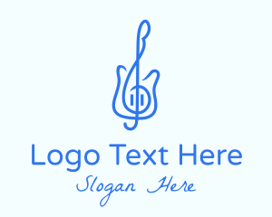 Audio Player - Electric Guitar Note logo design