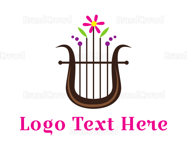 Floral Harp Instrument Logo