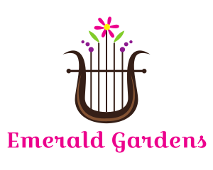 Floral Harp Instrument   logo design