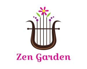 Floral Harp Instrument   logo design