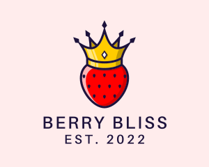 Strawberry Fruit Crown logo design