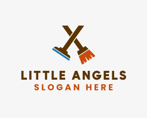 Letter X - Broom Squeegee Cleaning Company logo design