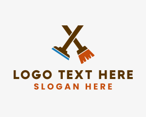 Clean - Broom Squeegee Cleaning Company logo design