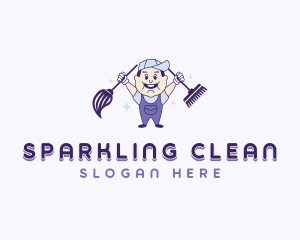 Cleaner - Janitor Sanitation Cleaner logo design