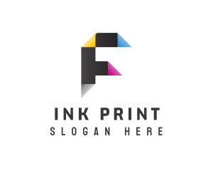 Print - Printing Paper Letter F logo design