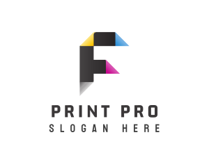 Printer - Printing Paper Letter F logo design