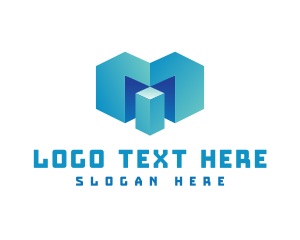 Builder - 3D Geometric Letter M logo design