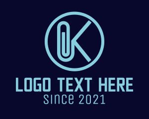 Clip - Paper Clip Letter K logo design