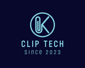 Clip - Paper Clip Letter K logo design