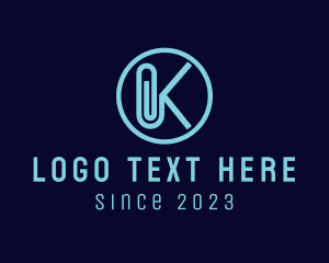 Written - Paper Clip Letter K logo design