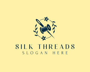 Floral Needle Spool Seamstress logo design