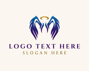 Angelic - Gradient Angel Wings logo design