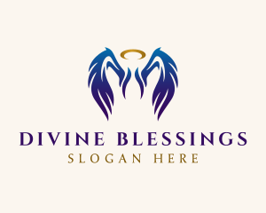 Gradient Angel Wings logo design