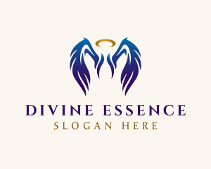 Gradient Angel Wings logo design