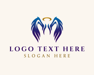 Heaven - Gradient Angel Wings logo design