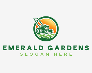 Grass Cutting Lawn Mower logo design