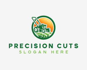 Grass Cutting Lawn Mower logo design