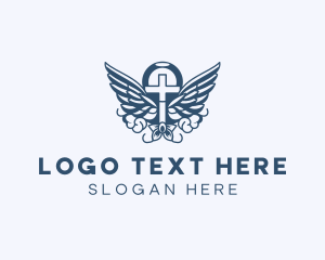 Funeral - Religious Cross Wings logo design