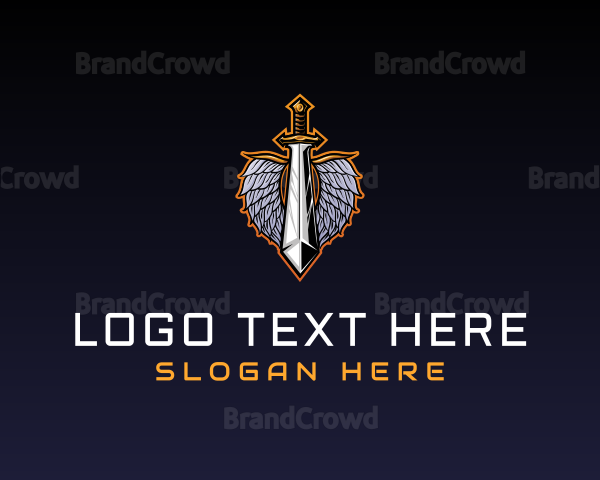 Metallic Sword Wings Logo