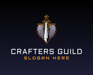 Guild - Metallic Sword Wings logo design