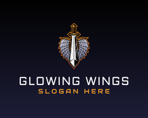 Metallic Sword Wings logo design