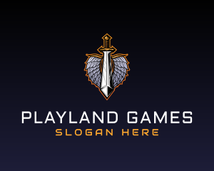 Games - Metallic Sword Wings logo design